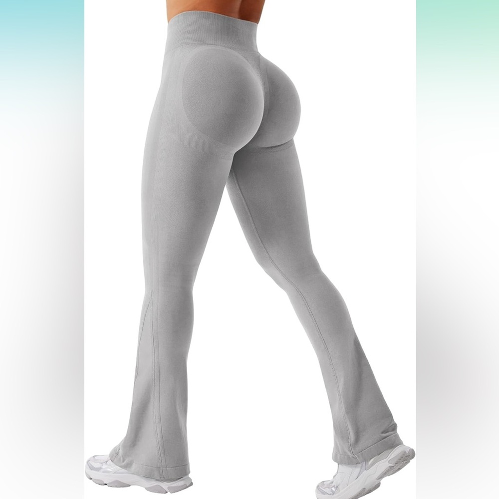 YEOREO Women's Gray High-Waisted Leggings Butt Lifting and Scrunch